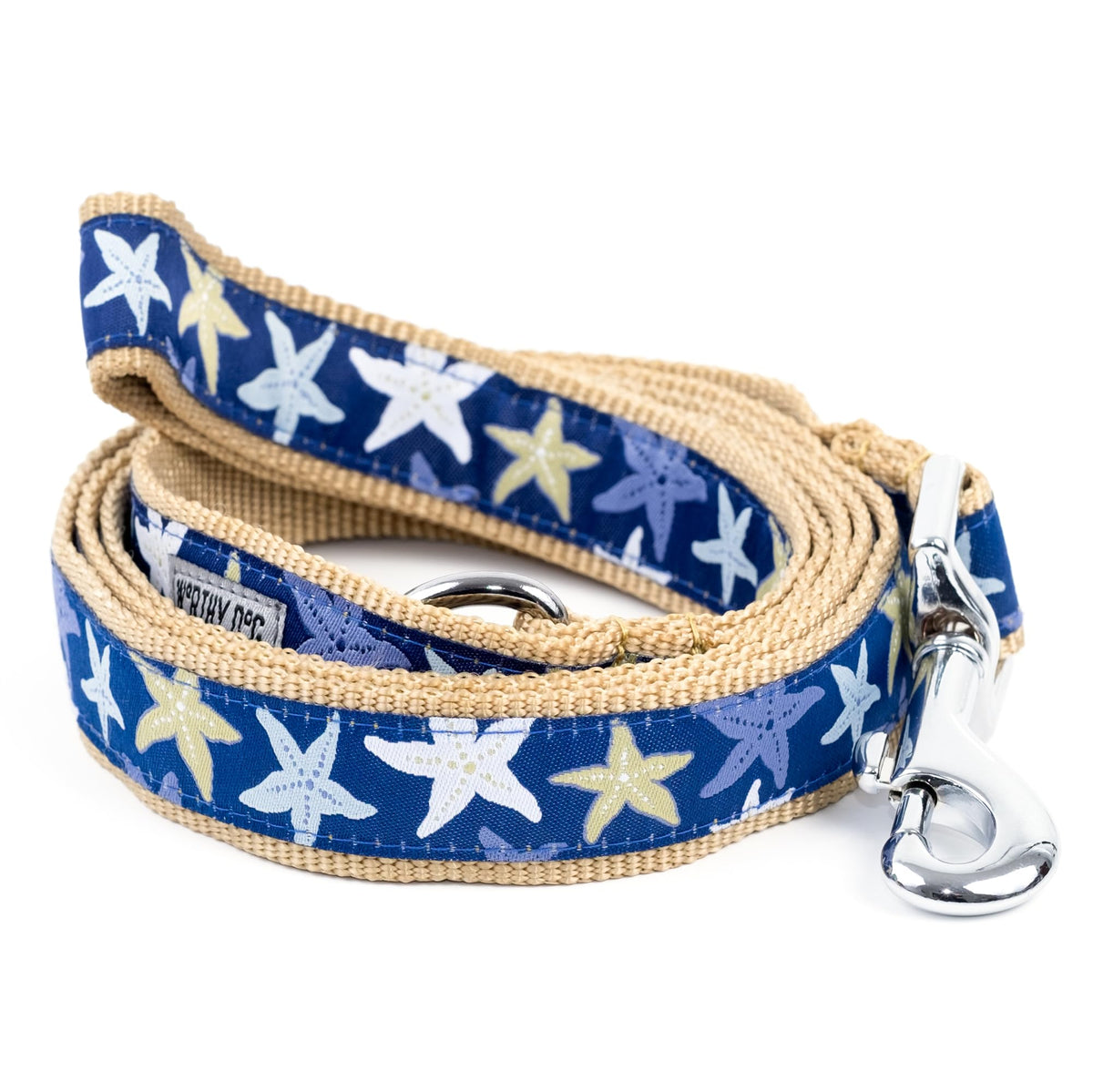 Fashionable Jelly Beans Leash for Dogs, Woven Ribbon, Solid Nickel Plated D-Ring, Blue, Small