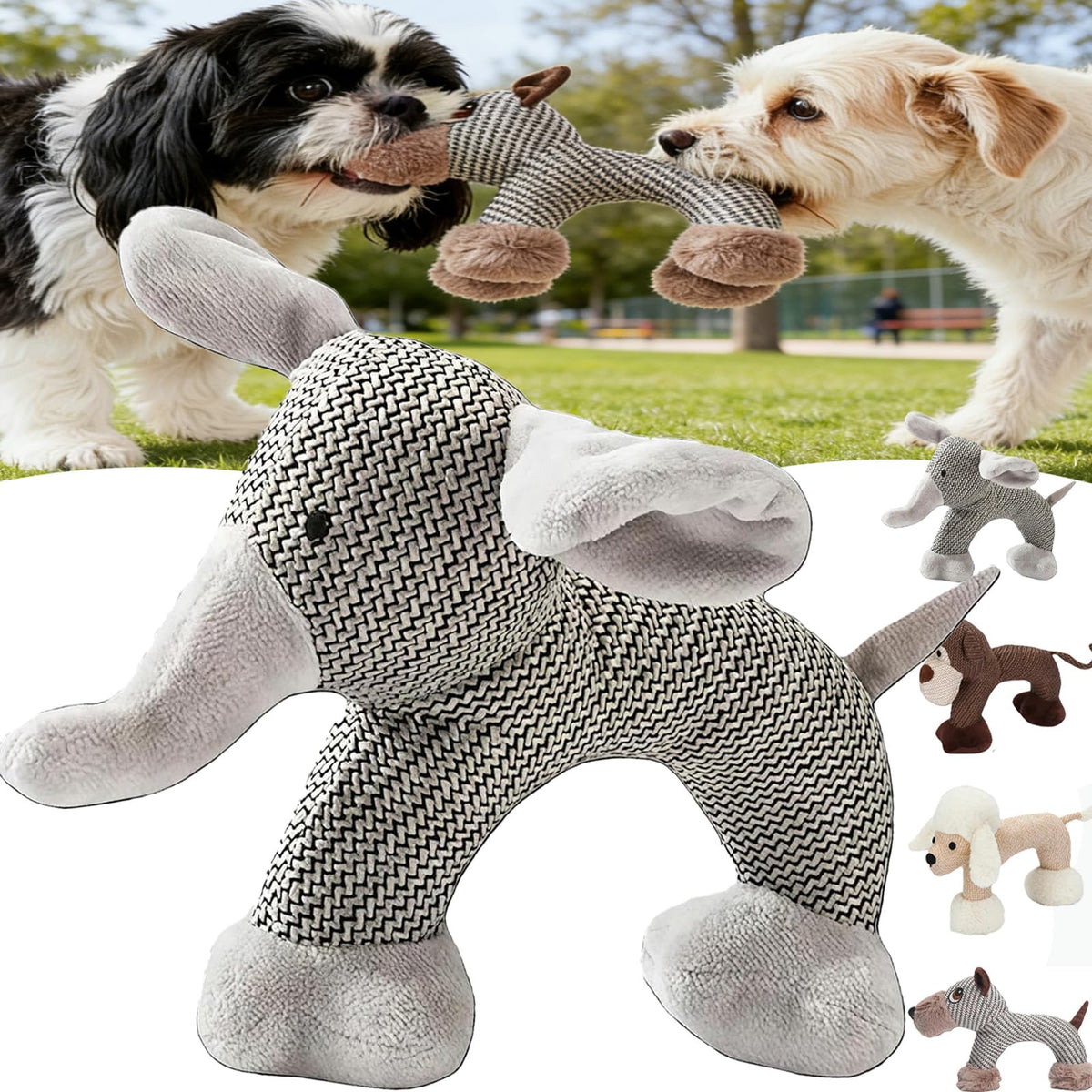 Linen Safari Companions & Chomp Champ Dog Toy, Squeaky Dog Chew Toys, Textured Linen Weave That Turns Frantic Chewing into Focused Calm, Squeaky Dog Chew Toys (Dog)