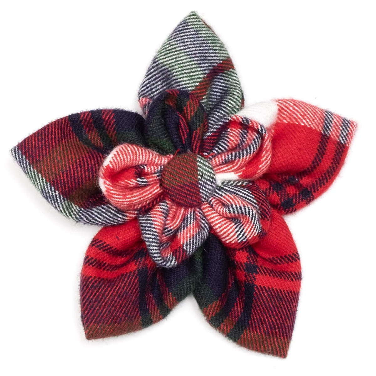 Flower Collar Attachment for Dogs & Cats – Soft Printed Polyester, Touch Fastener, Attaches to Any Collar - Sunflowers Pattern, Blue, Large