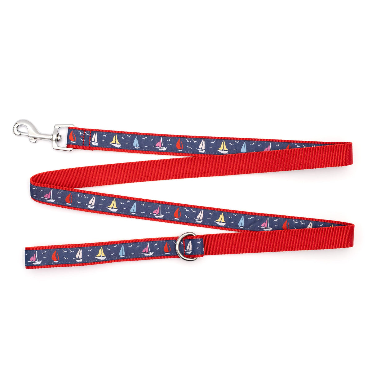 Fashionable Jelly Beans Leash for Dogs, Woven Ribbon, Solid Nickel Plated D-Ring, Blue, Small