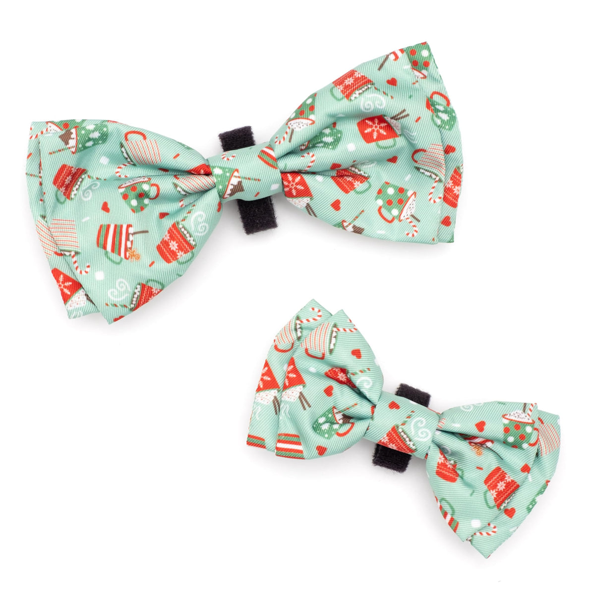 Pet Bow Tie for Dogs & Cats – Soft Printed Polyester Collar Bow Tie with Touch Fastener, Attaches to Any Collar - Narwhals Pattern, LiteBlue, Small