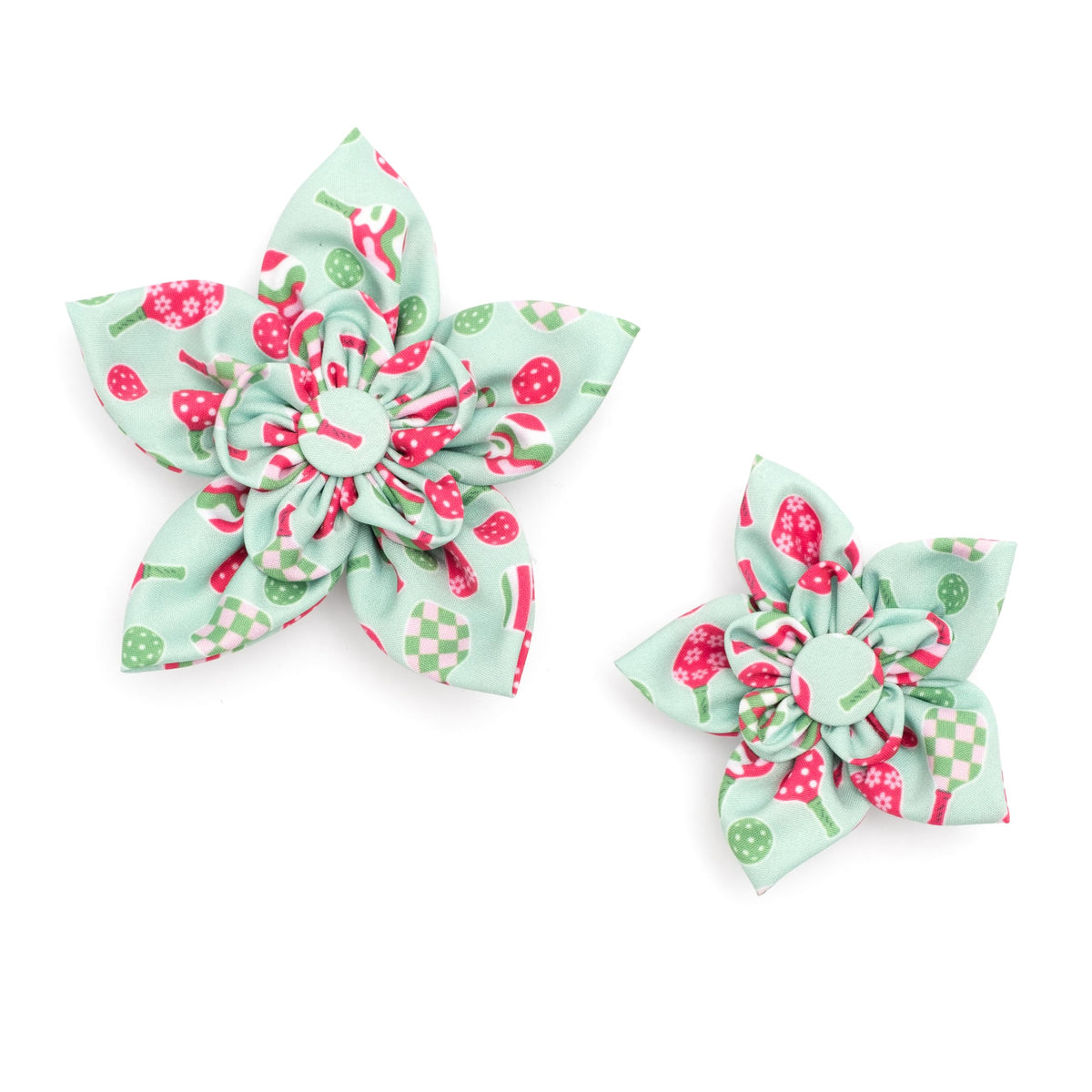 Flower Collar Attachment for Dogs & Cats – Soft Printed Polyester, Touch Fastener, Attaches to Any Collar - Sunflowers Pattern, Blue, Large