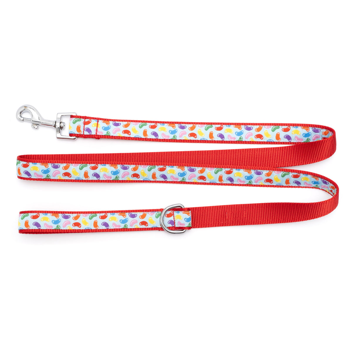 Fashionable Jelly Beans Leash for Dogs, Woven Ribbon, Solid Nickel Plated D-Ring, Blue, Small