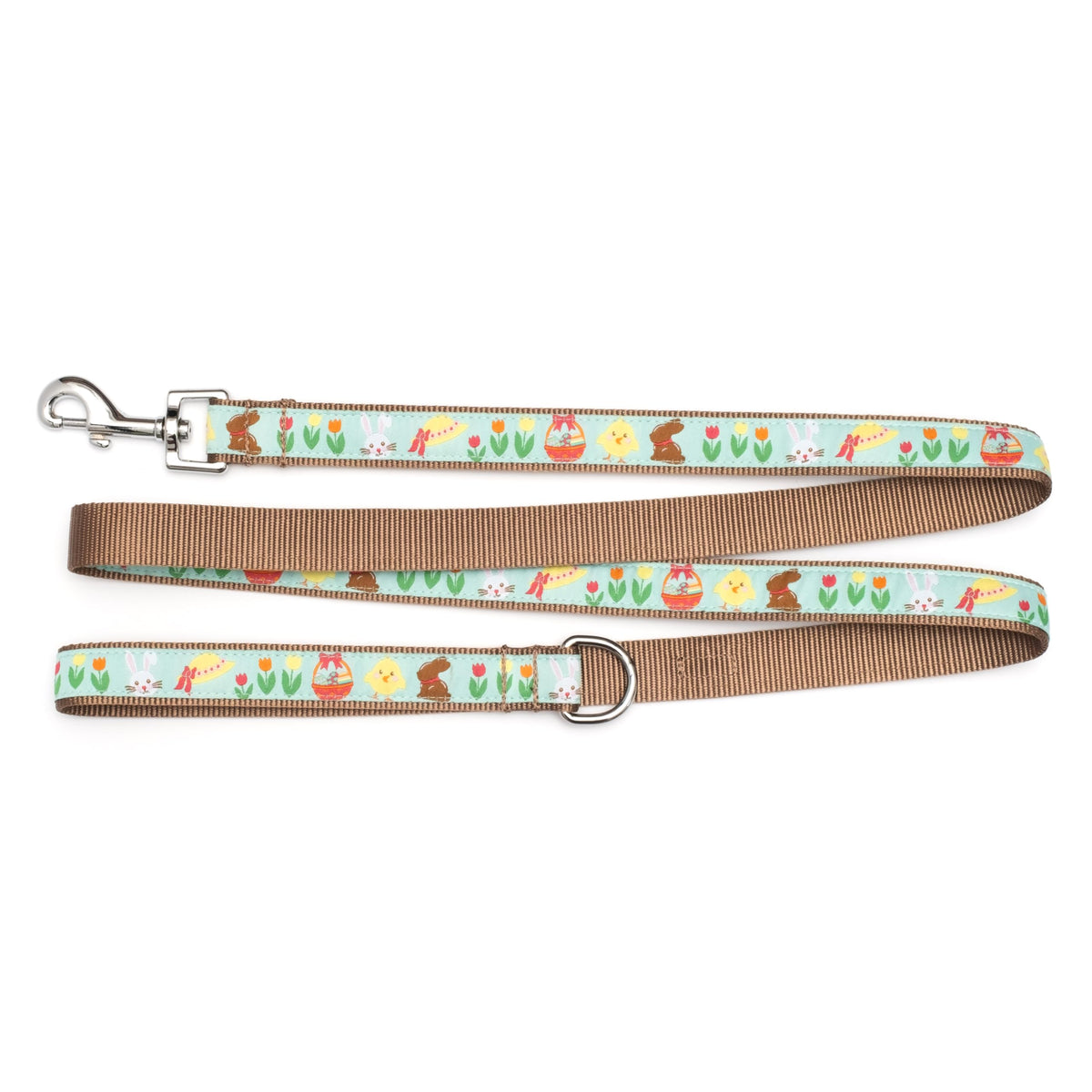 Fashionable Jelly Beans Leash for Dogs, Woven Ribbon, Solid Nickel Plated D-Ring, Blue, Small