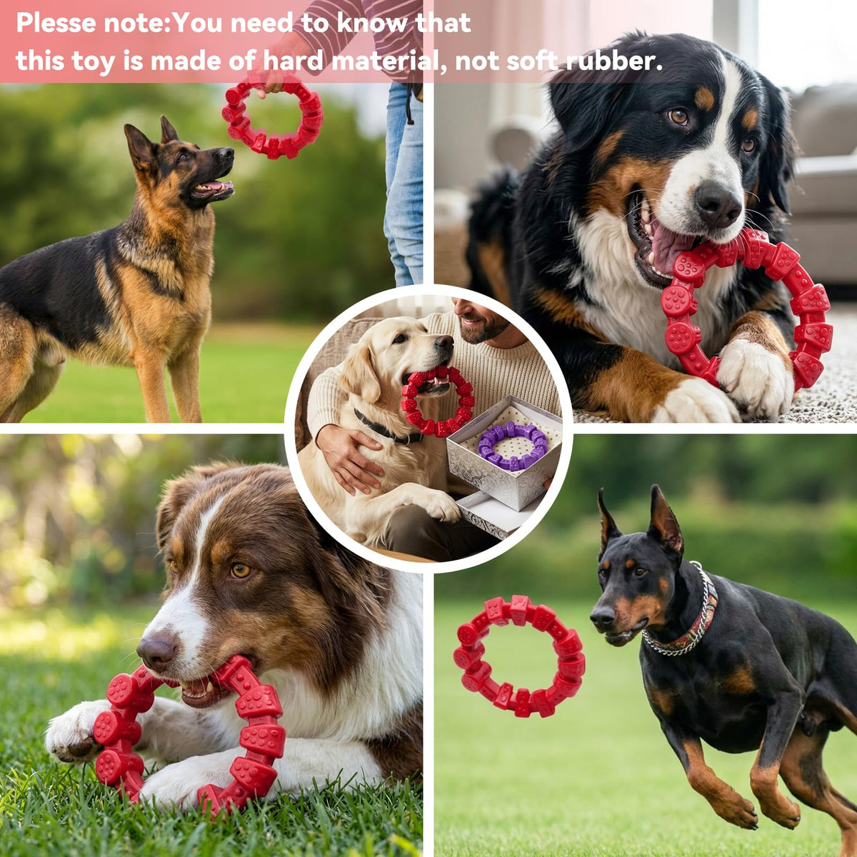 Tough Dog Toys for Aggressive Chewers 2 Pack, Indestructible Dog Toy for Large Dogs, Durable Chew Dog's Toys to Keep Them Busy, Bacon Flavored, Interactive Ring Dogs Toy