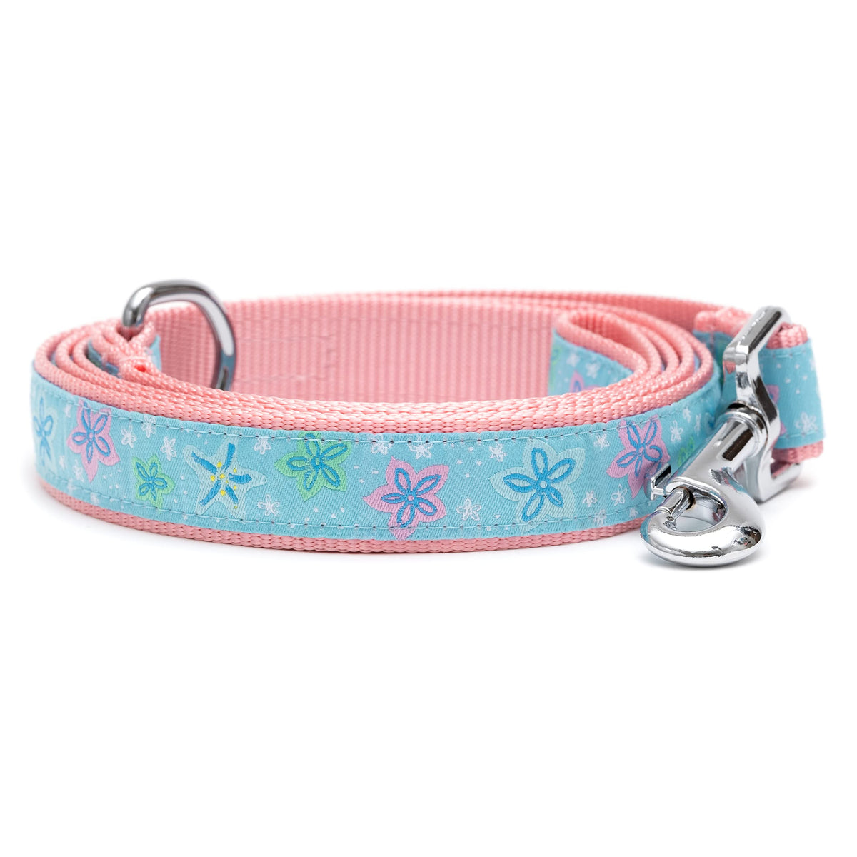 Fashionable Jelly Beans Leash for Dogs, Woven Ribbon, Solid Nickel Plated D-Ring, Blue, Small