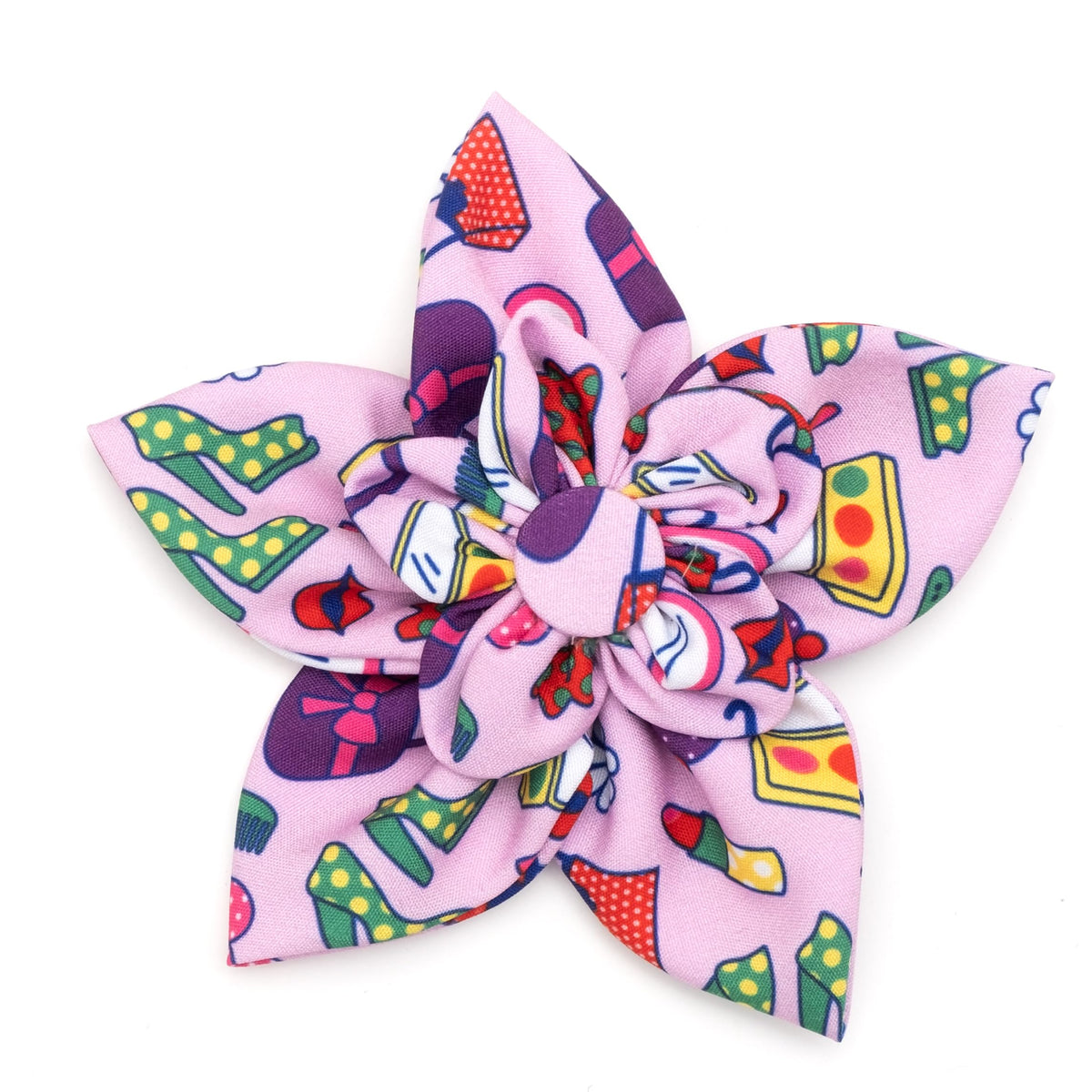 Flower Collar Attachment for Dogs & Cats – Soft Printed Polyester, Touch Fastener, Attaches to Any Collar - Sunflowers Pattern, Blue, Large