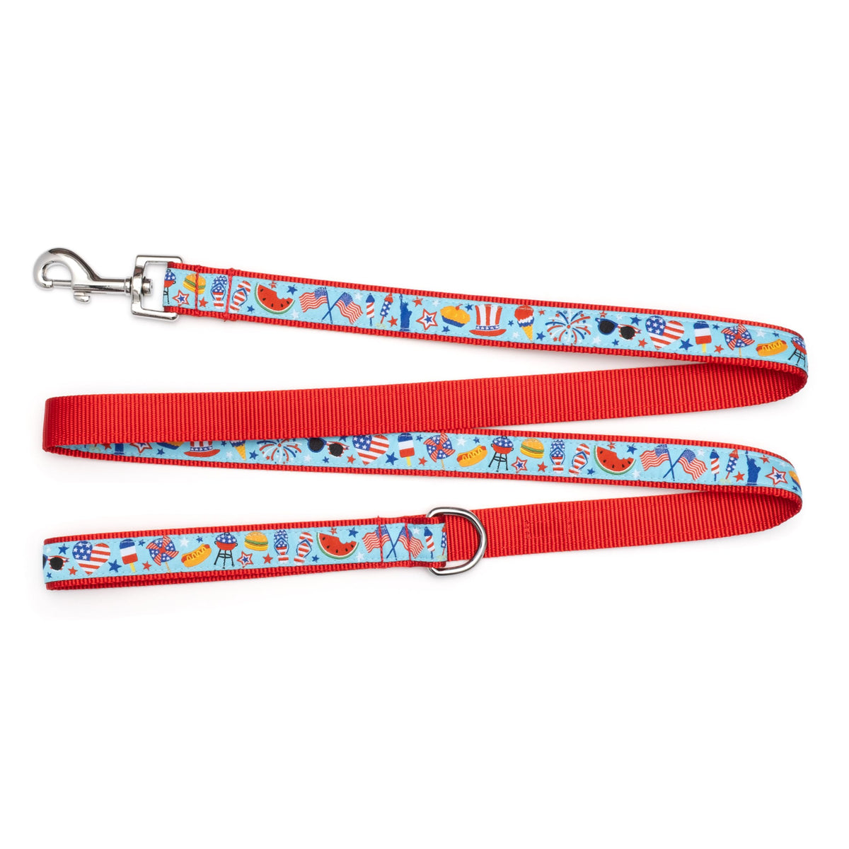Fashionable Jelly Beans Leash for Dogs, Woven Ribbon, Solid Nickel Plated D-Ring, Blue, Small