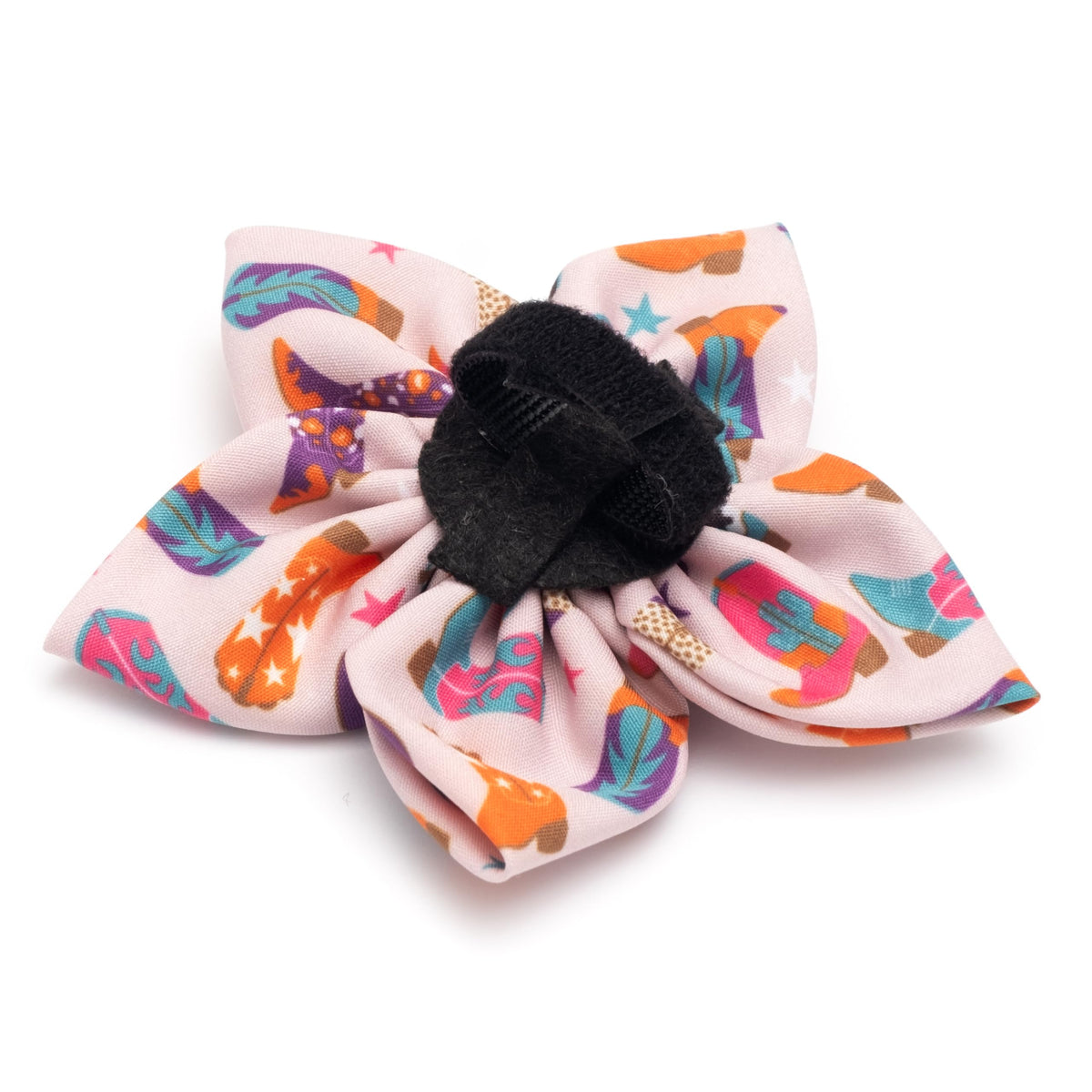 Flower Collar Attachment for Dogs & Cats – Soft Printed Polyester, Touch Fastener, Attaches to Any Collar - Sunflowers Pattern, Blue, Large