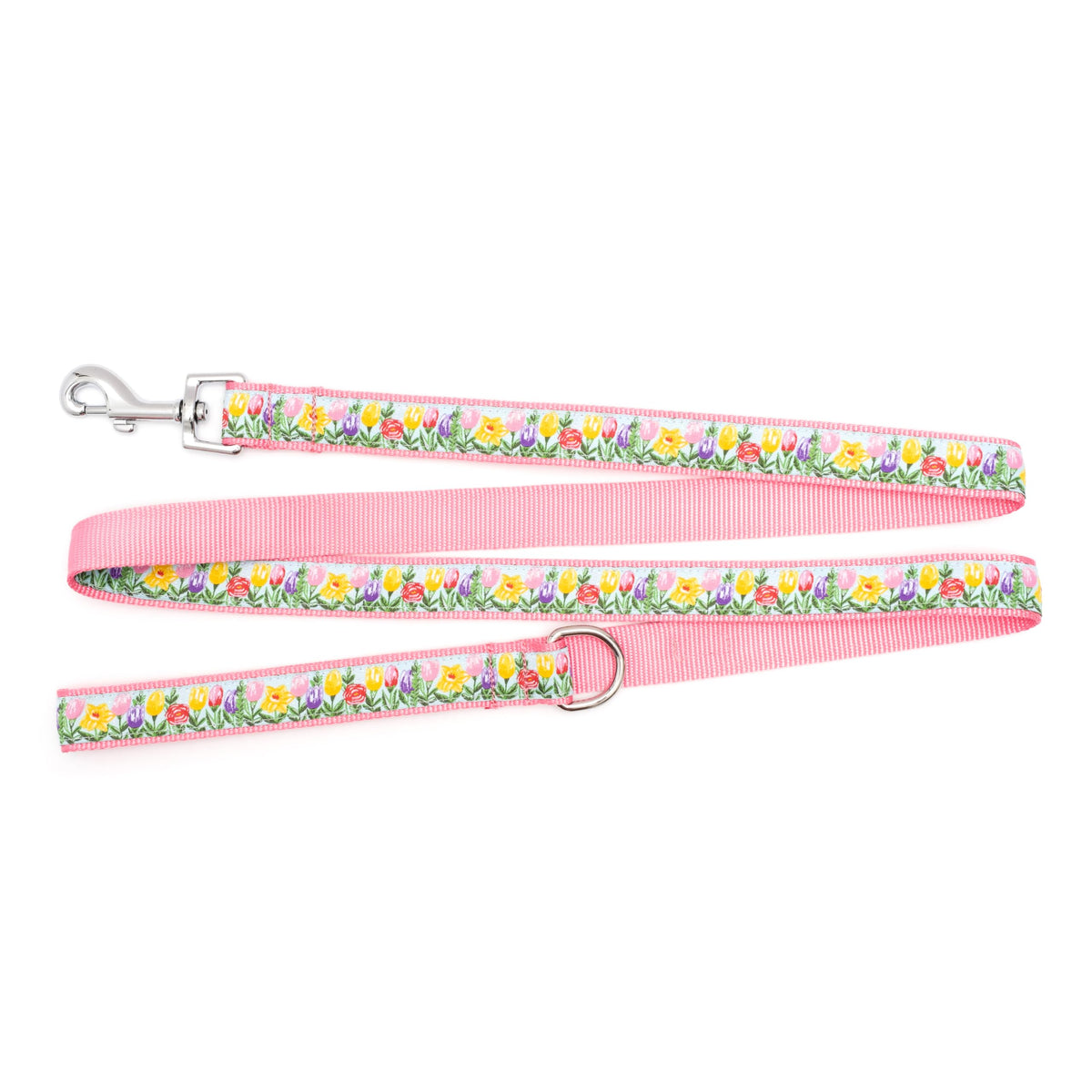 Fashionable Jelly Beans Leash for Dogs, Woven Ribbon, Solid Nickel Plated D-Ring, Blue, Small