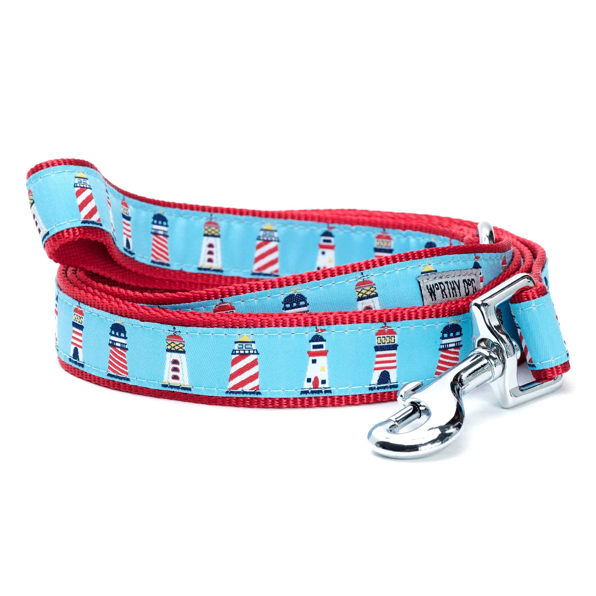 Fashionable Jelly Beans Leash for Dogs, Woven Ribbon, Solid Nickel Plated D-Ring, Blue, Small