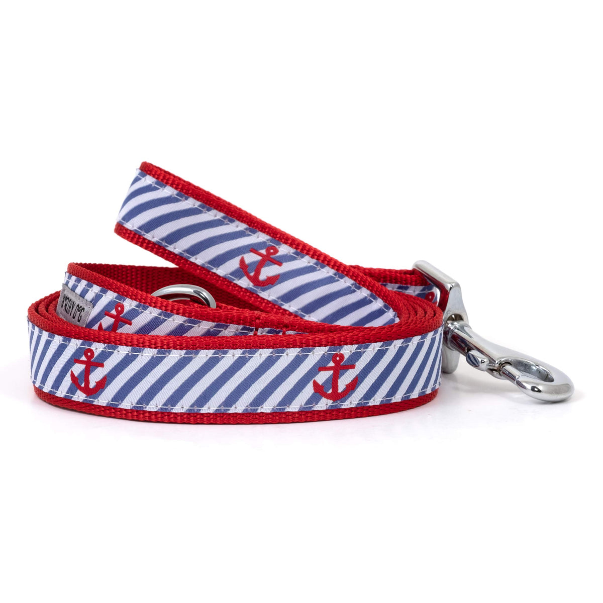 Fashionable Jelly Beans Leash for Dogs, Woven Ribbon, Solid Nickel Plated D-Ring, Blue, Small