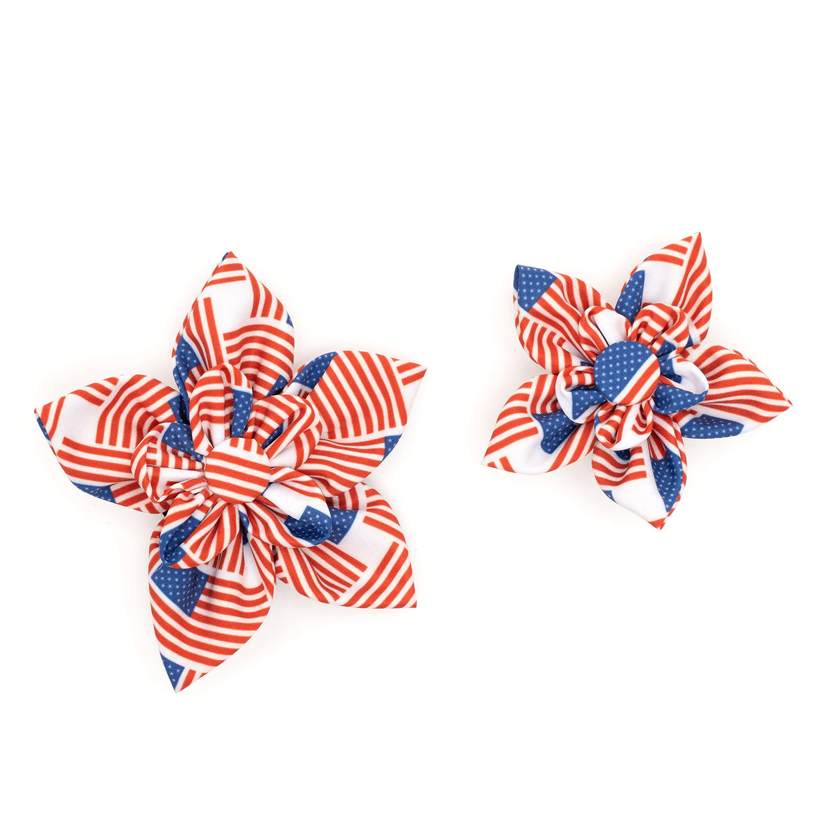 Flower Collar Attachment for Dogs & Cats – Soft Printed Polyester, Touch Fastener, Attaches to Any Collar - Sunflowers Pattern, Blue, Large