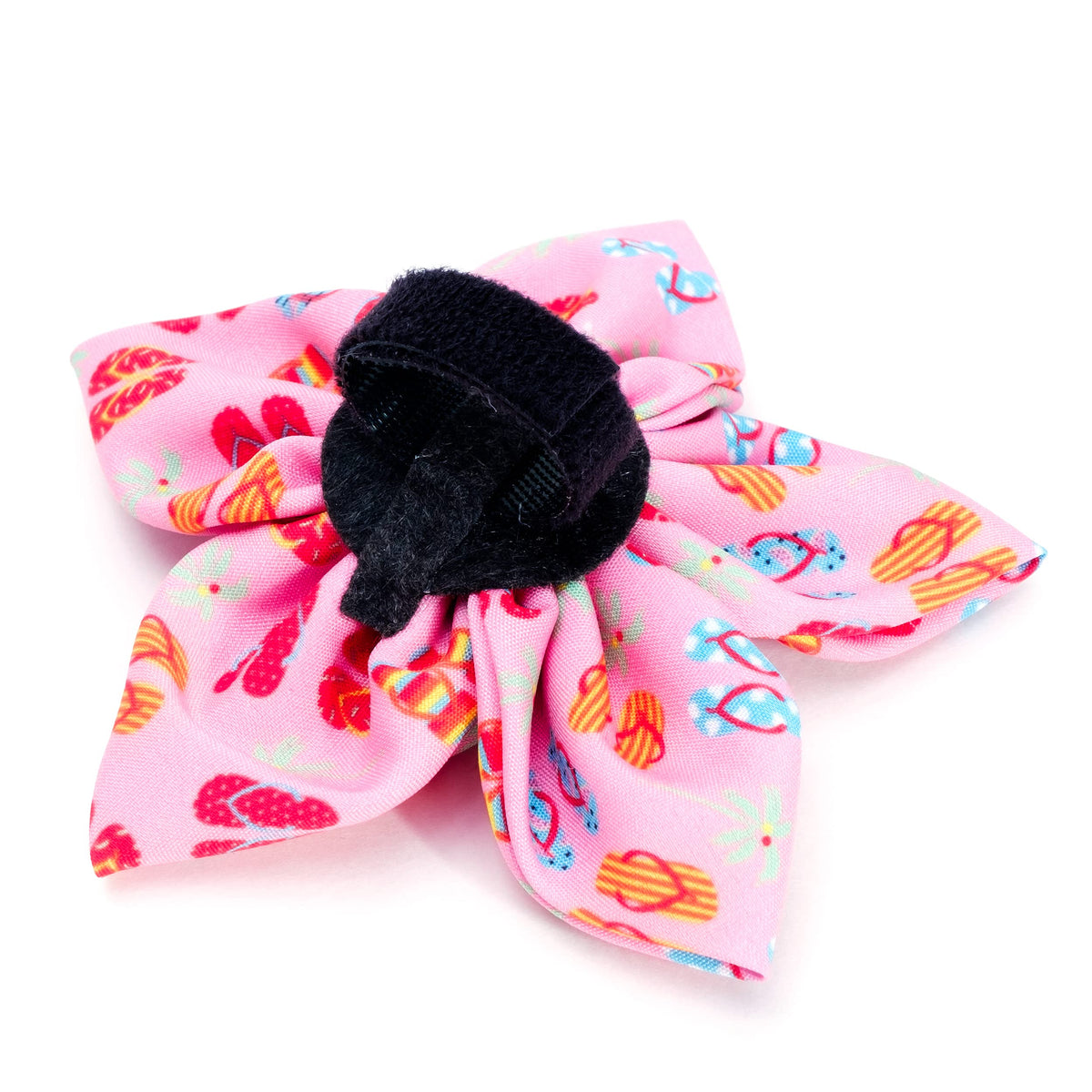Flower Collar Attachment for Dogs & Cats – Soft Printed Polyester, Touch Fastener, Attaches to Any Collar - Sunflowers Pattern, Blue, Large