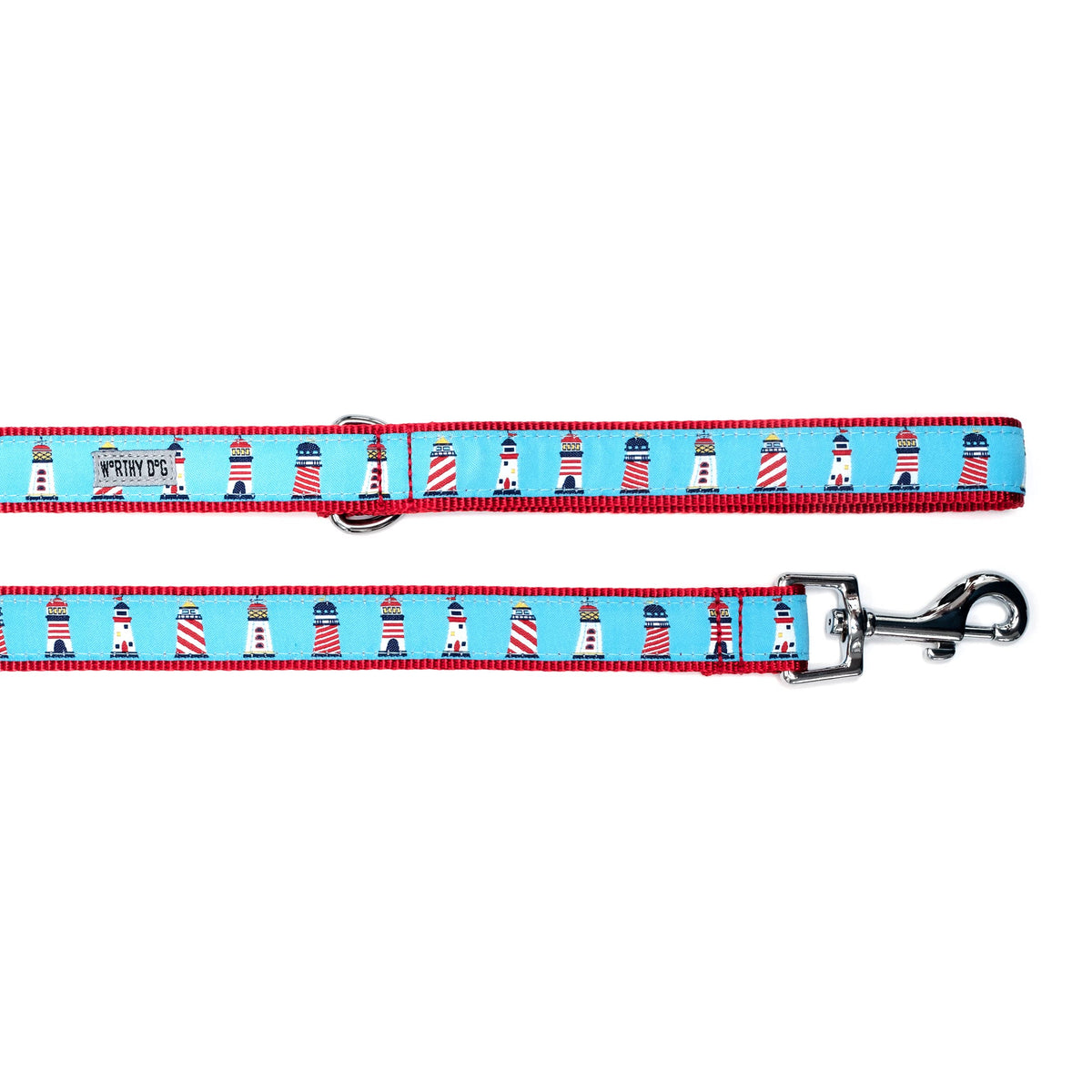 Fashionable Jelly Beans Leash for Dogs, Woven Ribbon, Solid Nickel Plated D-Ring, Blue, Small