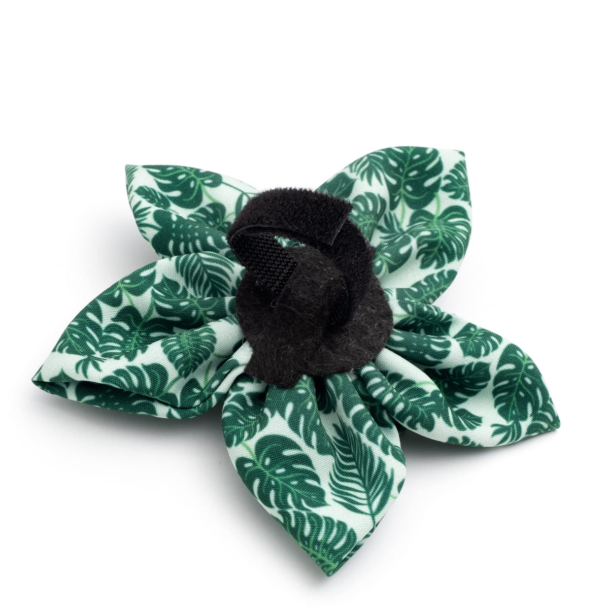 Flower Collar Attachment for Dogs & Cats – Soft Printed Polyester, Touch Fastener, Attaches to Any Collar - Sunflowers Pattern, Blue, Large