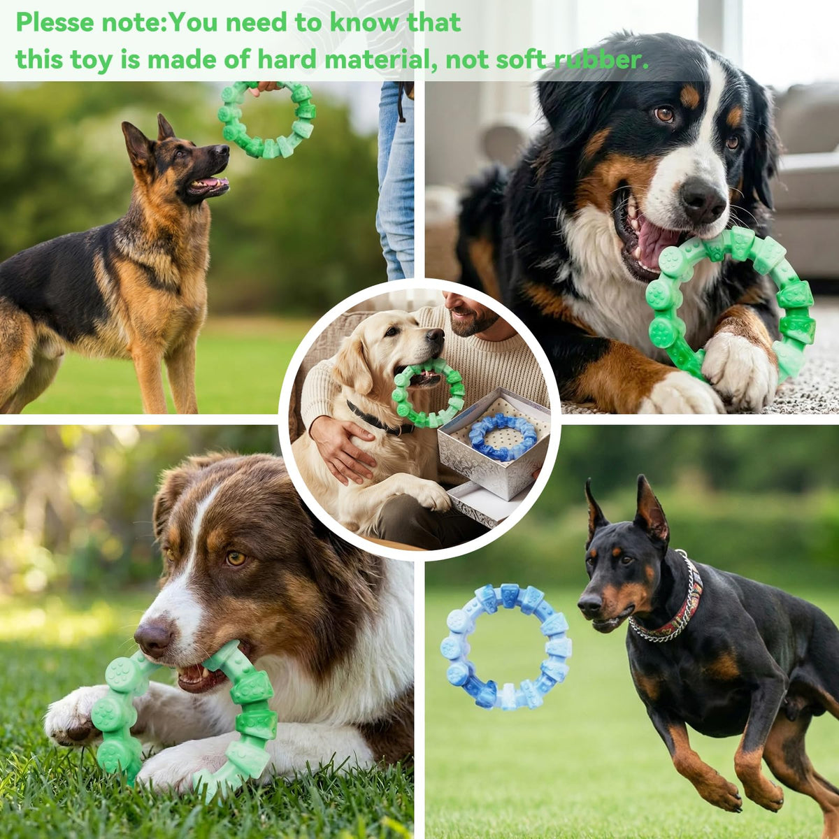 Tough Dog Toys for Aggressive Chewers 2 Pack, Indestructible Dog Toy for Large Dogs, Durable Chew Dog's Toys to Keep Them Busy, Bacon Flavored, Interactive Ring Dogs Toy