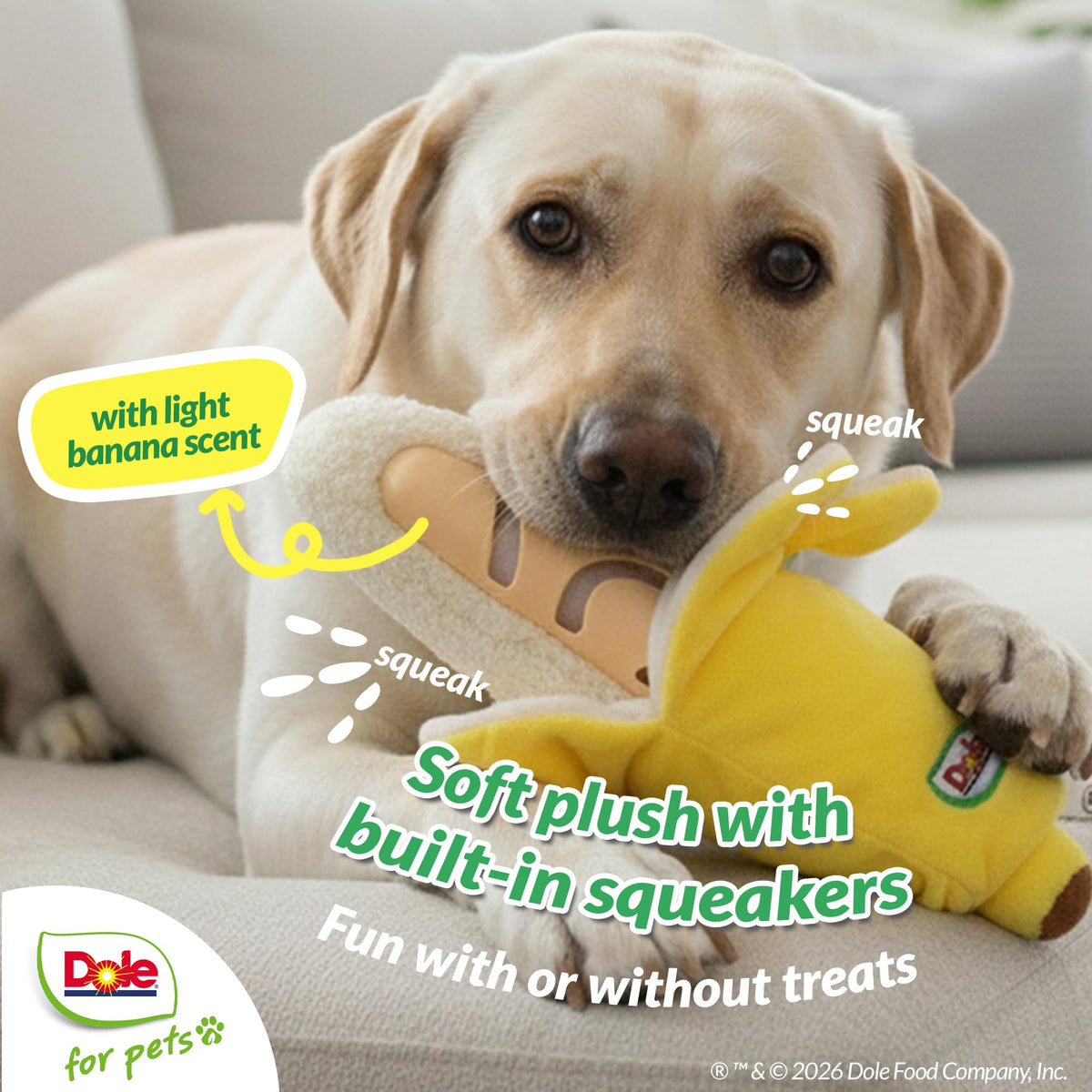 Dog Puzzle Toy with Squeaker, Banana Snuffle Dog Treat Toy for Small and Medium Dogs, Dog Enrichment Toys