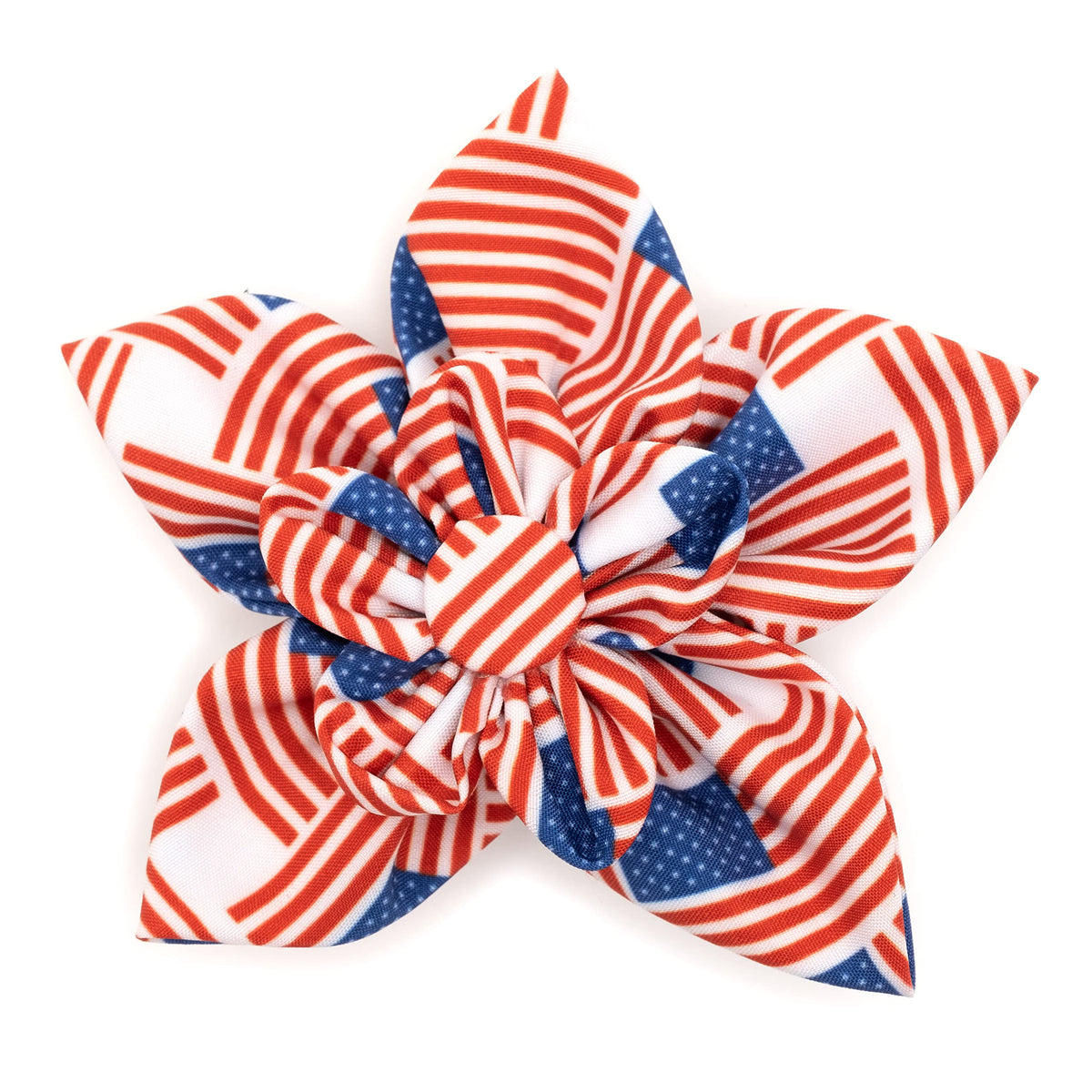 Flower Collar Attachment for Dogs & Cats – Soft Printed Polyester, Touch Fastener, Attaches to Any Collar - Sunflowers Pattern, Blue, Large